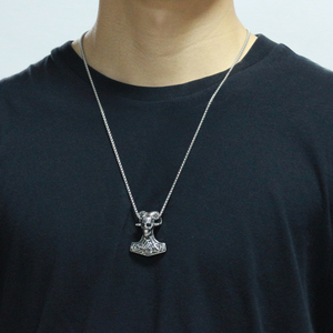 Perhiasan Hip Hop Baja Anti Karat Liontin Kepala Domba Setan Tengkorak Viking Valknut Simpul Irlandia Liontin Palu Thor - Product Image 4
