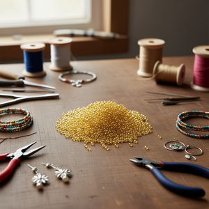 Perline di Riso Rotonde in Metallo Dorato Ilan 4mm 50g Modello Classico Durevole 24603-01 per Creazione di Gioielli - Product Image 2