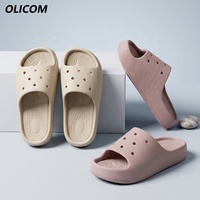 OLICOM Sandales à plateforme personnalisables avec logo, tige perforée, pour femmes, confortables, de récupération, légères, type claquettes