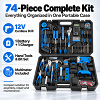 Set Bor Tanpa Kabel 12V 74 Pcs dari Produsen, Perkakas Multifungsi Termasuk Solder Listrik Grosir