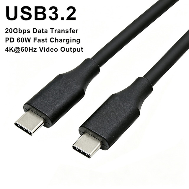 4K HD Video 60W PD Charging USB3.2 Gen2  Type C to Type C Data Cable for Phone Laptop