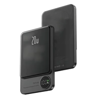 Mini batterie externe magnétique sans fil portable violette 5000/10000 mAh avec affichage numérique