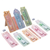 Ensemble de papeterie pour enfants Ours de dessin animé – Crayon, règle, gomme, taille-crayon – Fournitures de rentrée scolaire – Cadeau de récompense pour la maternelle – Vente en gros