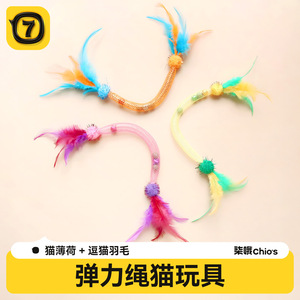 Elastic Cat Teaser Stick With Feathers And Catnip For Play And Chew Toys - Product Image 5
