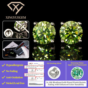 Boucles d'oreilles clous en argent sterling S925 avec diamant Moissanite VVS de 0,5 ct et 1 ct, certifiées GRA, style Hip Hop, bijoux fins, à visser, vente en gros - Product Image 3