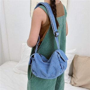 Sac bandoulière rétro en jean coréen pour fille, grande capacité, décontracté et polyvalent, sac à monnaie pour enfant garçon - Product Image 2