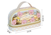 Haute apparence Double mignon stylo Transparent sac grande capacité Simple fermeture éclair étudiant Portable porte-crayon pochette à crayons