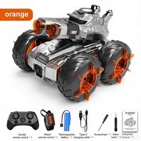 Voiture RC amphibie pour enfants 360 °   Pistolets de pulvérisation rotatifs à double jet avec lumières LED froides, rechargeables par Type-C, portée de 40 m