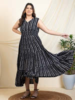 Robe longue asymétrique à pois en rayonne tissée, grande taille, à volants, taille naturelle, col en V, sans manches, coupe trapèze, automne-été, style occidental