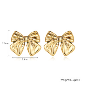 Personalizado coreano chapado en oro blanco grueso gran forma de corazón largo borla dos tonos latón arco Stud pendientes encanto colgante pendiente Mujer - Product Image 3