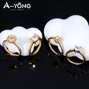 Dames Elegante Zoetwaterparels Ringen Fijne <span class=keywords><strong>18K</strong></span> Gouden Zirkoon Verlovingsring Voor Bruid - Product Image 3