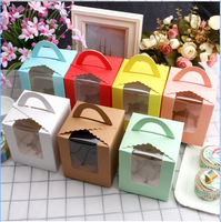 Boîte cadeau de Noël en carton jetable avec poignée, fenêtre transparente, boîte à gâteau à trou unique, boîte à cupcakes de qualité alimentaire