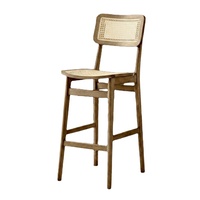 Tabourets de bar vintage modernes en bois massif, dossier haut, sans accoudoirs, avec repose-pieds, pour îlot de cuisine, comptoir, café, hôtel, restaurant