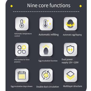 Incubateur d'œufs entièrement automatique à taux d'éclosion élevé (48-288 œufs) avec retournement automatique et remplissage externe pour économie d'énergie - Product Image 3