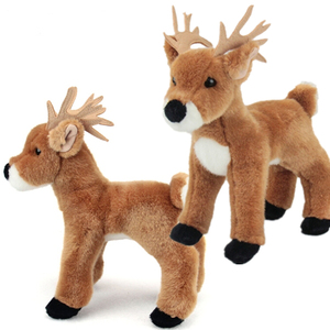 Peluche cerf bicolore, poitrine blanche contrastante et corps brun, bois de cerf élancés, sabots et nez noirs, objet de collection pour tous les âges - Product Image 4