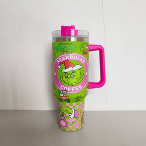 Regalos de Navidad Más Vendidos en EE. UU., Taza de Viaje de Acero Inoxidable de Doble Pared con Aislamiento al Vacío, Vaso de 40 oz con Asa para <span class=keywords><strong>Grinch</strong></span> - Product Image 3