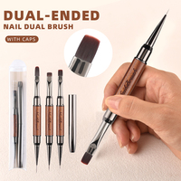 Nouveau 1 pièces bois de santal Double tête Nail Art brosse Uv Gel Extension dessin ligne peinture stylo manucure outils
