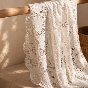 Tela Bordada <span class=keywords><strong>con</strong></span> Corte Láser, Encaje Floral Blanco, Tela Bordada Calada para Vestido de Novia, Vestido de Noche, Costura - Product Image 6