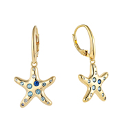 Parure de bijoux ZG tendance en laiton doré avec pendentif étoile de mer personnalisé et boucles d'oreilles pendantes pour femme