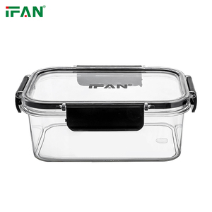 IFAN 직사각형 BPA 무료 신선한 도시락 버튼 뚜껑이있는 플라스틱 보관 용기 전자 레인지 재사용 도시락 상자 - Product Image 1