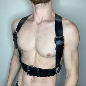 Ropa interior Sexy de cuero PU gótico para hombre, cinturón de Bondage para el pecho, correa de arnés, ropa para discoteca, fetiche, tirantes Gay, accesorio Punk - Product Image 3