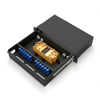 Rak Panel Patch Fiber Optik 19INCH 2U 96 Port FTTH dengan Tray Geser, Terpasang di Rak, Baja Dingin Hitam, Garansi 3 Tahun