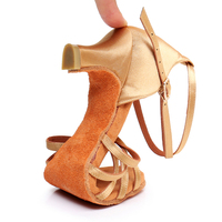 Haute qualité dames à talons hauts chaussures de danse latine doux confortable cuir de vachette en cuir véritable semelle intérieure en Satin-fille à la mode