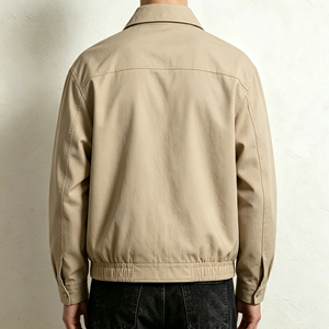 Giacca Harrington Personalizzata Color Sabbia con Zip, Stampa Bandiera Vintage Americana, Grafica Effetto Invecchiato, Giacca Vintage da Uomo - Product Image 3