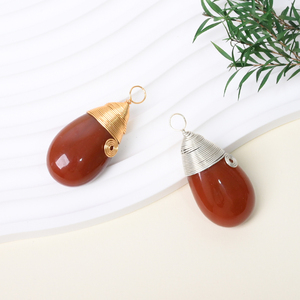 Wholesale Jewelry Handmade Natural Gemstone Pendant <b>Wire</b> Wrap Crystal Drop Pendant Necklace - Product Image 1