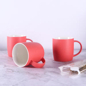 Nordic Matte Ceramic Mug Red Solid Color Coffee <b>Tea</b> <b>Cup</b> Gift <b>Set</b> Two Piece HB 111 - Product Image 3