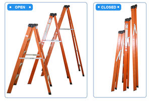 Échelle à <span class=keywords><strong>marches</strong></span> en fibre de verre double face robuste à prix avantageux, certifiée EN131, capacité de charge de 375 lb pour entrepôt, école - Product Image 4
