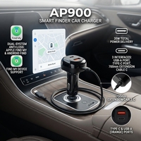 Chargeur de voiture anti-perte Find My & Android Hub, charge rapide 35W, adaptateur allume-cigare double port USB-C 700mm, garantie 1 an