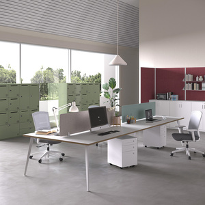 Scrivania Modulare per Ufficio, Tavolo per 4 Persone con Gambe in Acciaio e Piano in Legno per Aziende - Product Image 2