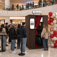 Nouvelle conception de photomaton en bois, photomaton commercial avec impression instantanée des photos, écran tactile