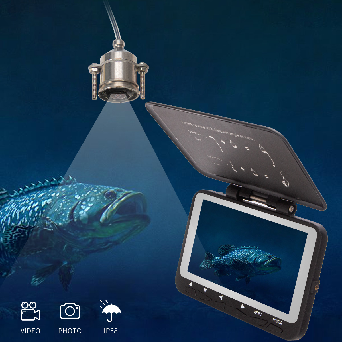 4,3 ''HD светодиодный дисплей Портативный видеорегистратор рыболокатор подводная рыболовная камера с кабелем 15 м для морской каяк рыбалка