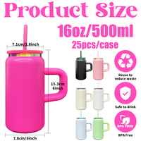 Lot de 25 tasses plaquées arc-en-ciel de 16oz à double paroi en acier inoxydable pour gravure laser
