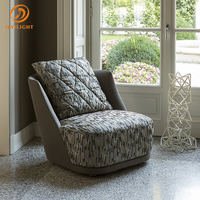 Fauteuil d'appoint matelassé moderne, fauteuil pivotant rembourré avec tissu à motifs pour salon et coin lecture