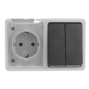 Schuko impermeabile con doppio interruttore, ideale per ambienti umidi ed esterni, offre sicurezza e controllo energetico. - Product Image 1