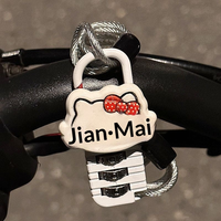 Cadenas à combinaison portable pour casque de vélo et trottinette, câble en acier de 0,5 m, code réinitialisable, léger (39g) avec motif chat mignon
