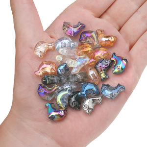 Cuentas de delfín de cristal púrpura transparente, ilusión chapada, cuentas de cristal coloridas en forma de delfín de 11X16MM para la fabricación de joyas - Product Image 4