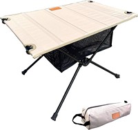 Table de camping pliable moderne en aluminium avec compartiment de rangement en tissu durable et léger, sac de transport inclus - Idéale pour les activités de plein air nomades