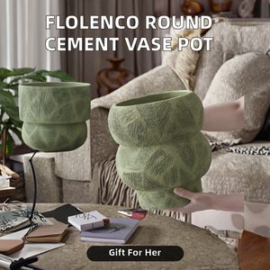<span class=keywords><strong>Vaso</strong></span> Rotondo in <span class=keywords><strong>Cemento</strong></span> Stile Art Déco con Foro di Drenaggio, <span class=keywords><strong>Vaso</strong></span> per Fiori Ecologico da Tavolo per Decorazioni Centrotavola Matrimoniali - Product Image 2