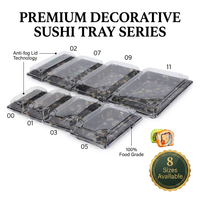 Boîte à sushi en plastique personnalisée avec logo, couvercle anti-buée, barquette d'emballage alimentaire jetable pour restaurant de sushi à emporter
