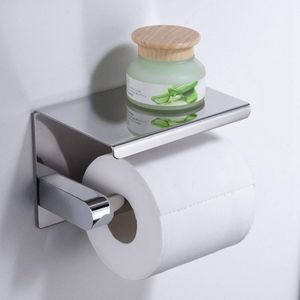 Toallero de papel higiénico multifuncional de montaje en pared de acero inoxidable HF 304 con estante de teléfono para baños de Hotel - Product Image 5