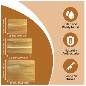Juego de Tablas de Cortar de Madera con Ranura para Jugos (3 Piezas), Tablas de Cortar de Cocina de Madera de Acacia, Tabla para Cortar Carne - Product Image 6