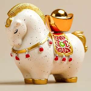 भाग्य लाने वाला फेंग शुई राल घोड़े की लाक्षणिक कार्टून पशु मूर्तिकला आभूषण - Product Image 5