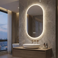 Miroirs de salle de bain LED intelligents modernes, décoration simple pour hôtel et maison, miroir de maquillage éclairé à suspendre au mur, interrupteur tactile irrégulier