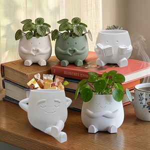 3D Printed Flower Pot With Arms And Legs White Indoor Plant Planter For Desktop Decor Gift - Product Image 4