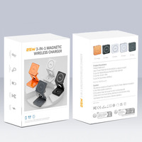 Chargeur sans fil magnétique pliable portable 3-en-1, station de charge rapide 25W pour téléphone, écouteurs et montre