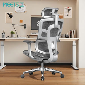 <span class=keywords><strong>MEETCO</strong></span> Chaise de Bureau Ergonomique Entièrement en Tissu Mesh avec Appui-tête Réglable et Pivotante, Fauteuil Inclinable Moderne, Option Économique - Product Image 1